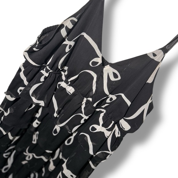 Old Navy Vintage Y2K Womens Black/White Tiered Ruffle Bow Mini Dress Size XXL - Picture 4 of 6